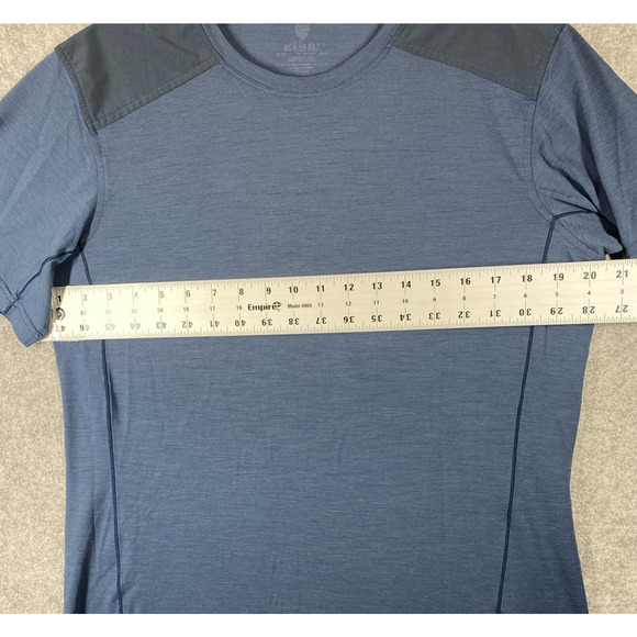 Kuhl Shirt Mens Medium Blue Short Sleeve Merino Wool Blend Performance Outdoor - Picture 2 of 12
